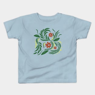 Folk flowers floral art print Flowers abstract art Kids T-Shirt